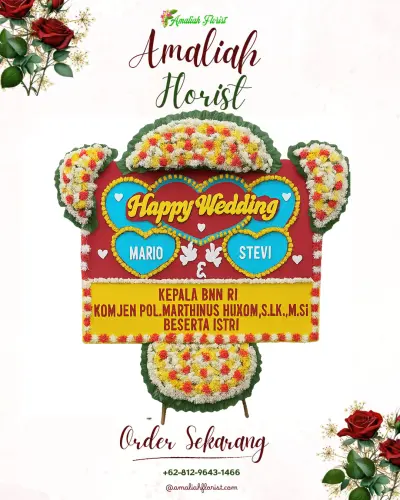 Karangan Papan Bunga Pernikahan di Gubu Kusuma